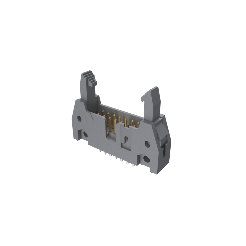 Amphenol Communications Solutions-71918-214LF Embases de raccordement et réceptacles PCB Quickie Eject Latch Shrouded Header, Through Hole, Vertical, Double Row, 14 Positions, 2.54mm (0.100in) Pitch