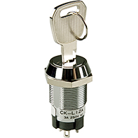 NKK Switches-CKL13ETW01-006 Switch KeyLock Switch Key Lock ON OFF ON SPDT 45° Tubular Key 3A 250VAC Solder Lug 30000Cycles Panel Mount