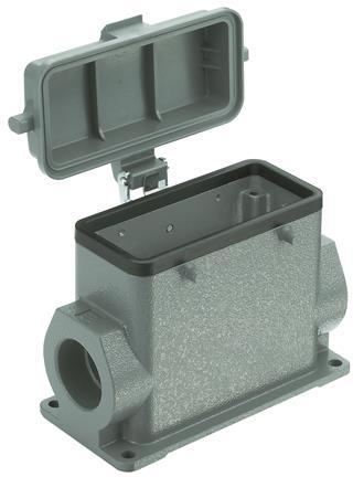 HARTING-09300160220 Schrumpfbalgenadapter Surface Mount Housing 90° 16B Shell Size Powder Die Cast Aluminum Double Lock Han®