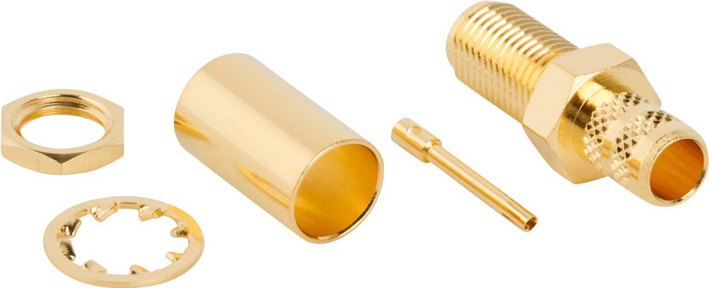 Amphenol RF-132241 RF-Steckverbinder Conn SMA 0Hz to 12.4GHz 50Ohm Crimp ST Panel Mount RCP Gold