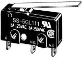 Omron-SS-10GL111T Switch Snap Action Switch Snap Action N.O./N.C. SPDT Long Hinge Lever 10.1A 250VAC 0.39N Screw Mount Quick Connect