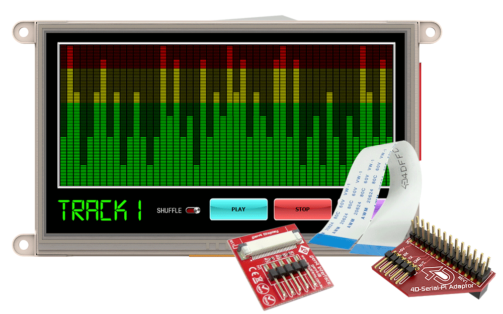 4D Systems-GEN4-ULCD-70DT-PI TFT-Module 7.0" gen4 LCD pack for Raspberry Pi with gen4-uLCD-70DT, 4D Serial Pi Adaptor + Cable