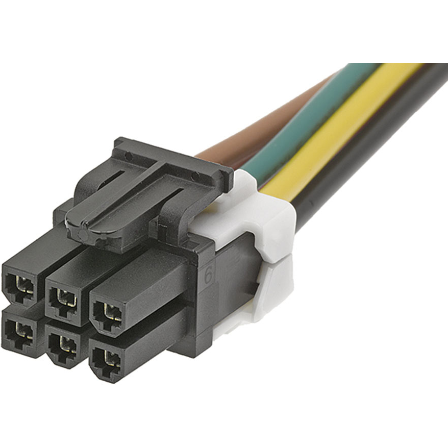 Molex-0451350601 Andere Kabelbaugruppen Cable Assembly UL 1007 0.15m 16AWG Wire to Board to Wire to Board 6 to 6 POS F-F Crimp-Crimp Mini-Fit TPA2 Bag