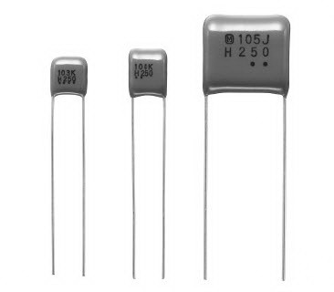 Panasonic-ECQ-E2475KB Film del condensatore Cap Film 4.7uF 250V PET 10%( 20.8 X 11.9 X 21mm) Radial 17.5mm 105°C Bag