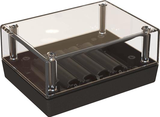 Serpac Electronic Enclosures-132RC4AA,BK Clear Top Desktop Enclosure with 4AA Battery Compartment, 4.38x3.25x2.00in. <h4><strong>CALIFORNIA PROPOSITION</strong> ⚠️<strong>65 WARNING</strong>⚠️</h4>