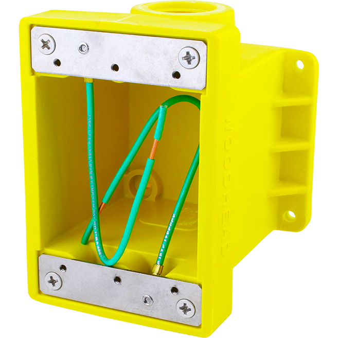 Molex-453CR Prodotti vari F.D. Yellow Glass-Filled Polyester Box, Corrosion -resistant 19.05mm Threaded