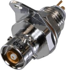 Cinch Connectivity Solutions-BJ157FL RF-Steckverbinder Conn Twinax/Triax 0Hz to 0.5GHz Solder Pot ST Flange Mount F Gold