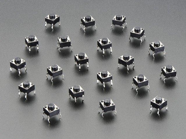 Adafruit Industries-367 | Tactile 6mm Button Switch - 20 Pack Switch Tactile Tactile Button switch (6mm) x 20 pack