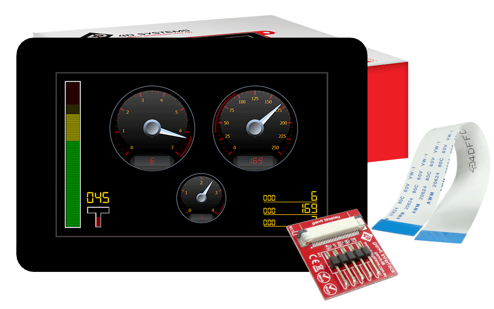 4D Systems-GEN4-ULCD-50D-CLB Modules TFT 5.0", 800x480 pixels, slim Intelligent Display Module with embedded DIABLO16 processor with non-touch Cover Lens Bezel