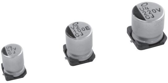 Nichicon-UCJ1H220MCL1GS Kondensator, Aluminium Cap Aluminum Lytic 22uF 50V 20% (6.3 X 8.7mm) SMD 14 Ohm 0.095A 2000h 125°C T/R Automotive AEC-Q200