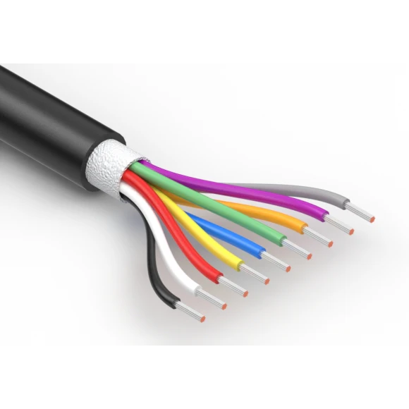 Tensility International-30-01959 Kabel, Mehrleiter Round Cable 9Conductors 24AWG 4.95mm 300V Black Thermoplastic Elastomer