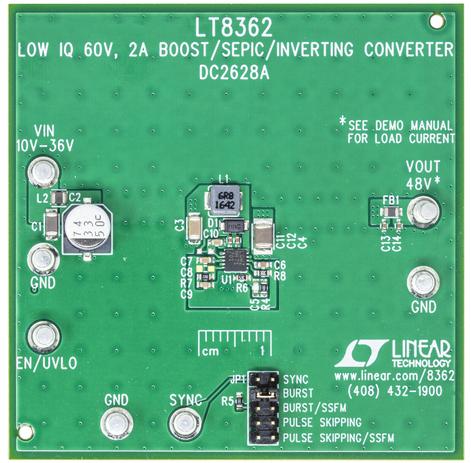 Analog Devices-DC2628A Cartes et kits de développement de gestion de la puissance LT8362 Demo Board, VIN = 10V to 36V with VOUT&nbsp;= 48V at 280mA to 1000mA