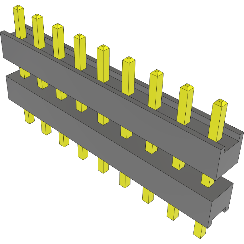 Samtec-DW-09-17-G-S-275 Embases de raccordement et réceptacles PCB Conn Board Stacker HDR 9 POS 2.54mm Solder ST Top Entry Thru-Hole Bulk
