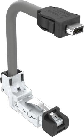 Amphenol Communications Solutions-DRPC61A007A40 Montajes de cables, otros Cable Assembly Cat 6a S/FTP 1m 26AWG RJ-45 to IX Industrial Type B 8 to 10 POS M-M IDT-IDT Bag