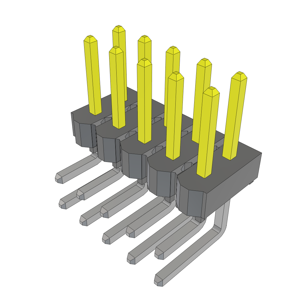 Samtec-HTSW-105-08-L-D-RA Steckverbinderleisten und Leiterplattenbuchsen Conn Unshrouded Header HDR 10 POS 2.54mm Solder RA Side Entry Thru-Hole Bulk