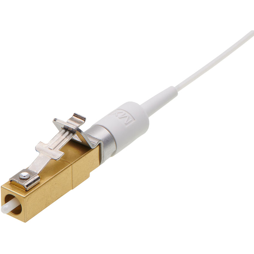 Molex-1063972102 Conector de fibra óptica LC2+ Connector, Singlemode, 127um Ceramic PC Ferrule, White Housing, Straight Boot for Bare Fiber