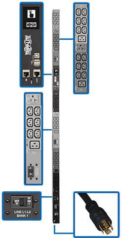Eaton-PDU3EVN6L2130 Stromverteilungseinheit PDU Monitored 120V/208V 13.9A Vertical Rackmount