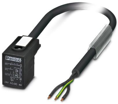 PHOENIX CONTACT-1435234 Andere Kabelbaugruppen Sensor/Actuator cable, 3-position, PUR, halogen-free, Black-gray RAL7021, Free conductor end, on Valve plug type B (11 mm), with 1 LED,connected with Z diode, Cable length: 1.5 m