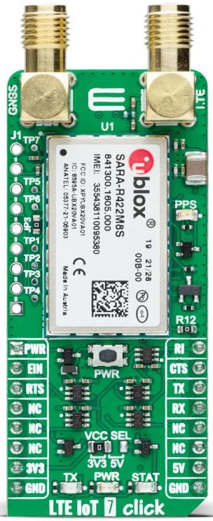 MikroElektronika-MIKROE-5290 Cartes et kits de développement RF/sans fil SARA-R422M8S Cellular Module Click Board