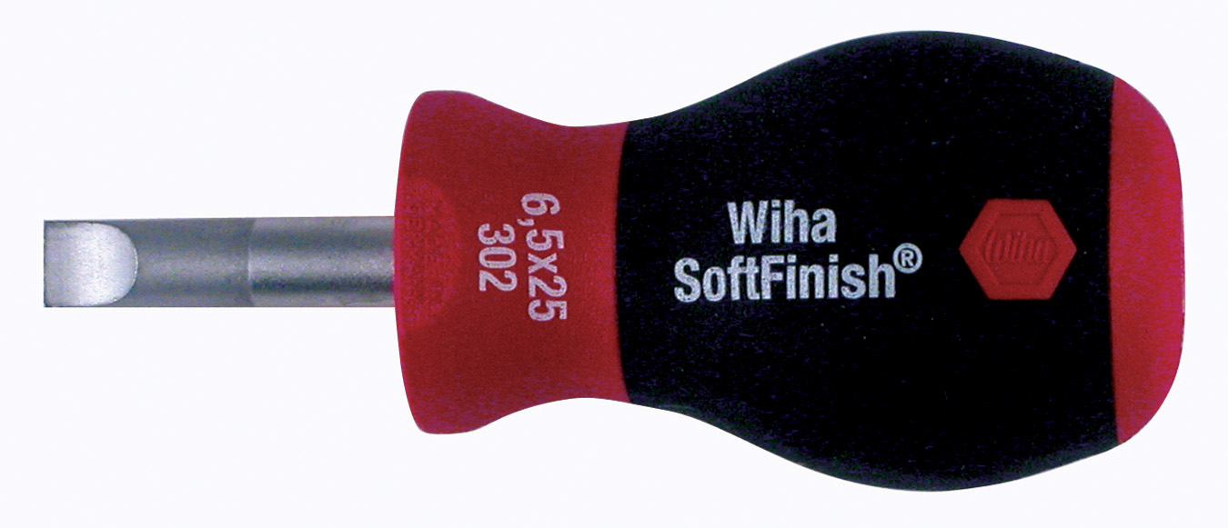 Wiha Tools USA-30265 Screwdrivers Slotted Stubby Soft Finish Screwdriver 6.5 x 25mm