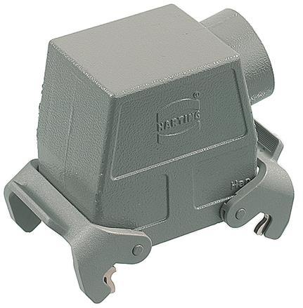 HARTING-09200320530 抽缩起动适配器 Hood 90° 32A Shell Size Powder Die Cast Aluminum Double Lock Han®