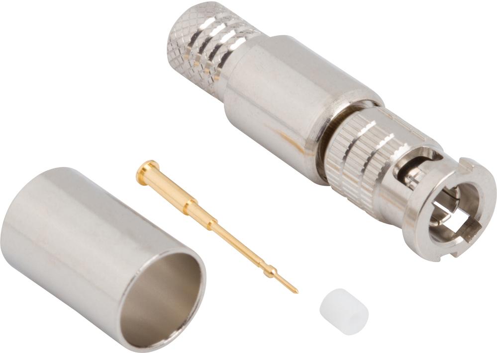 Amphenol RF-034-1130-12G RF-Steckverbinder Conn HD-BNC 0Hz to 18GHz 75Ohm Crimp ST Cable Mount M Gold Bag
