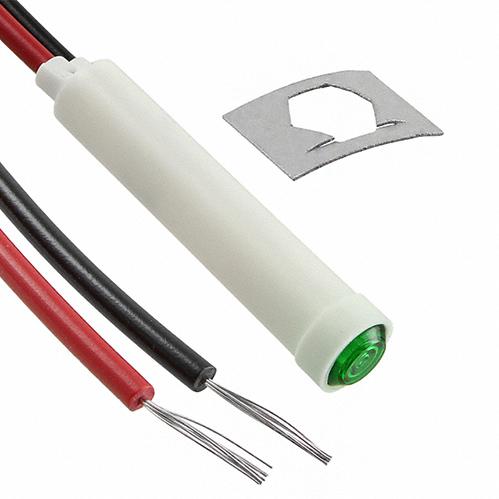 VCC (Visual Communications Company, LLC)-2113A5 Panel Mount Indicators Panel Mount Indicator Round 0.31" Neon 250V Wire Green