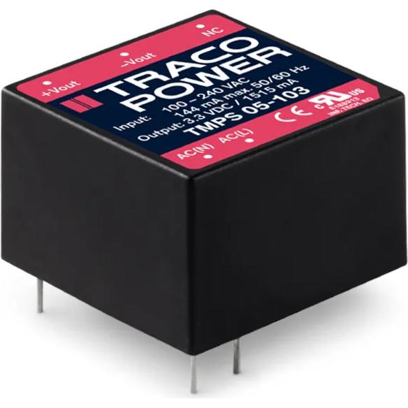 Traco Power-TMPS 05-112 AC to DC Power Supplies AC/DC Power Supply Single-OUT 12V 0.416A 5W 5-Pin