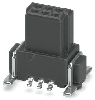 PHOENIX CONTACT-1374872 Steckverbinderleisten und Leiterplattenbuchsen SMD female connector, nominal current: 2.1 A, Test voltage: 840 VAC, number of positions: 6, pitch: 1.27 mm, color: black, contact surface: Gold, type of contact: Socket, mounting: SMD soldering