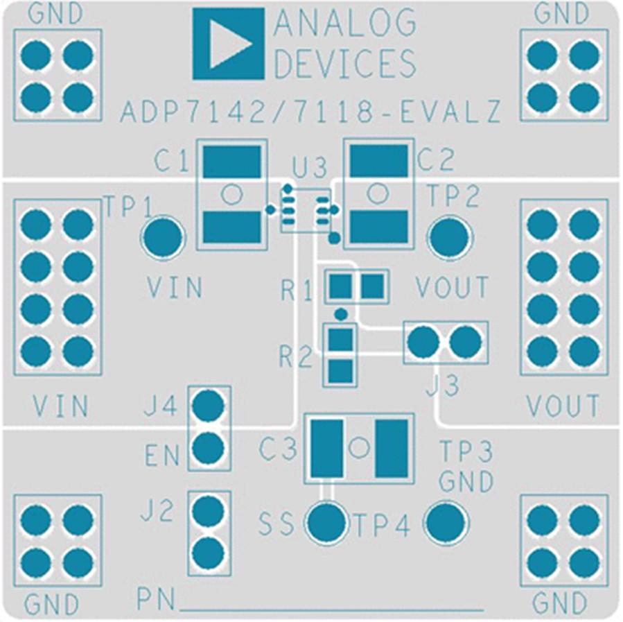 Analog Devices-ADP7118RD-EVALZ Energiemanagement, Entwicklungsplatinen und -kits ADP7118 Linear Regulator Evaluation Board