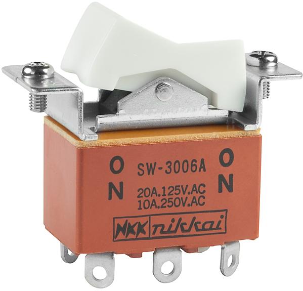 NKK Switches-SW3006A Switch Rocker Switch Rocker ON None ON DPDT Solder Lug Rocker 20A 250VAC 30VDC 30000Cycles