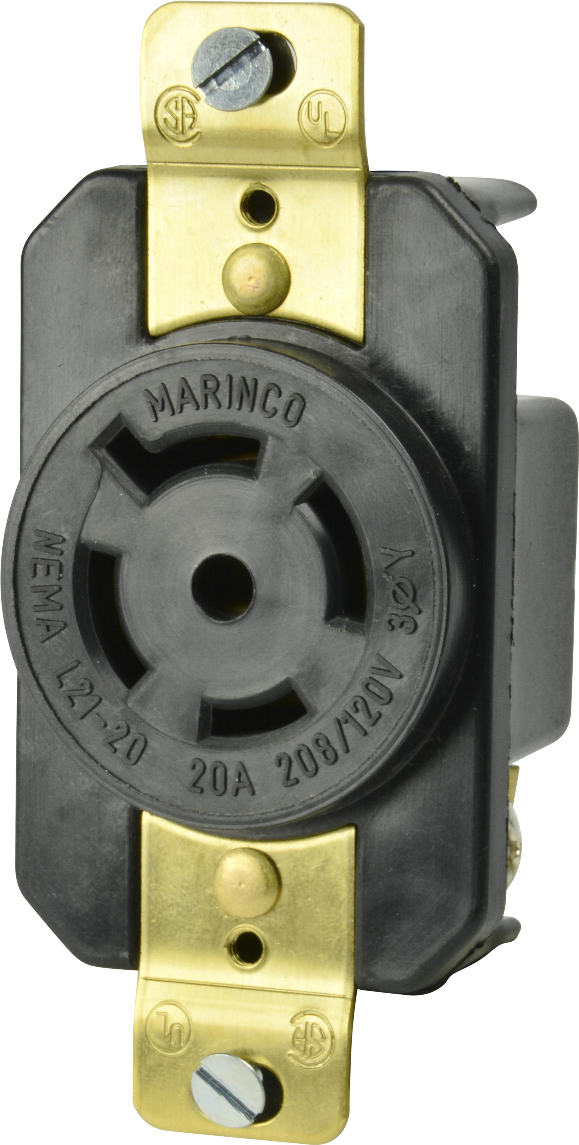 Marinco-2021R Potencia del conector 20A 120/208V 3 Y RECEPT