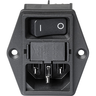 SCHURTER-DD11.0111.1110 Moduli di ingresso potenza Power Entry Module Unfiltered M 3 POS 250VAC 10A Fuse/Switch ST 1 Port