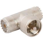 Conn UHF Adapter 0Hz to 300MHz T Style (2)F/M Silver