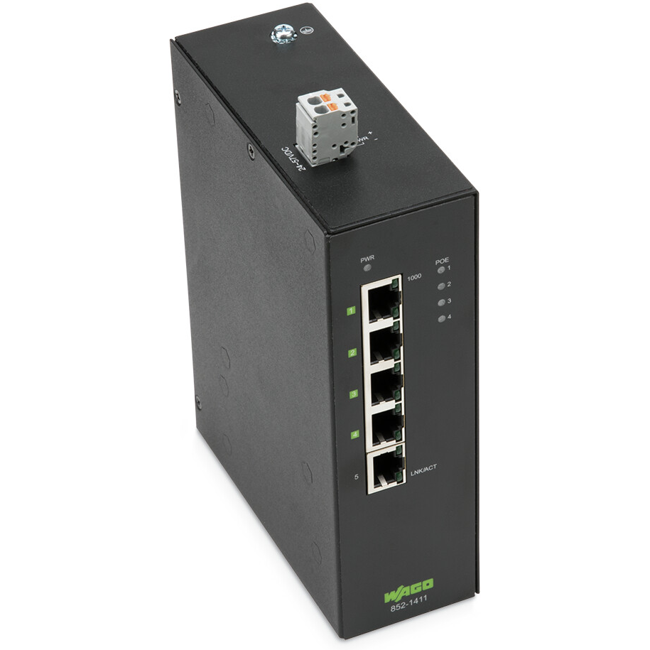 WAGO-852-1411 以太网交换机 5 ETHERNET ports, 10/100/1000 Mbit/s Switch