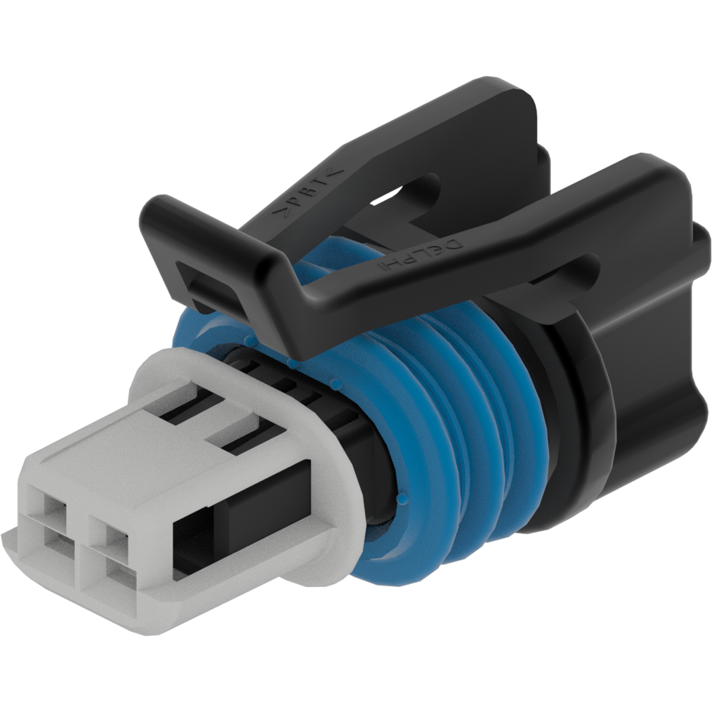 Delphi-15449027 Einzeladersteckverbinder, Gehäuse Conn Housing RCP 2 POS Crimp ST Cable Mount Black