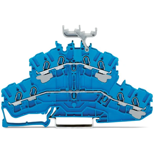 WAGO-2002-2434 Steckverbinder, Klemmenblöcke Top Job double-deck Terminal Block, through-through N-N , with marker carrier, rail mount, 4-Conductor, 5.2 mm wide, gray