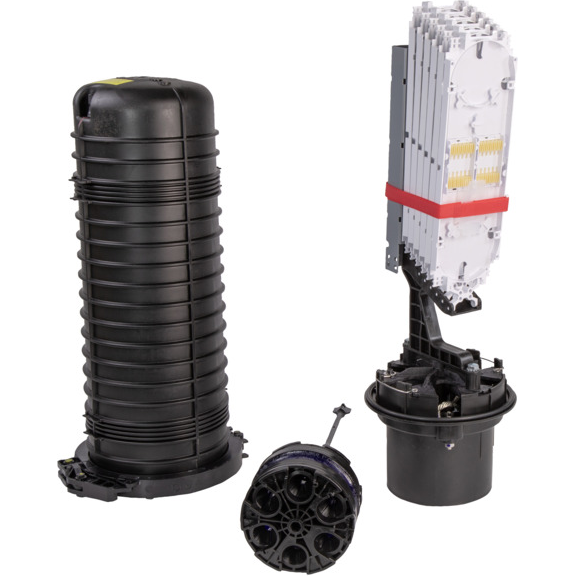 TE Connectivity-526284-000 null B6 Fiber Optic Splice Closure, Gel Cable sealing, no pre-installed tray, 4 cable attachments, with test valve