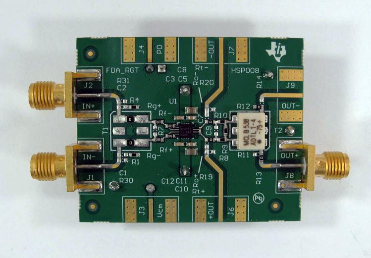 Texas Instruments-THS4551RGTEVM Placas y kits de desarrollo para Amplificador IC THS4551 Special Purpose Amplifier Evaluation Board