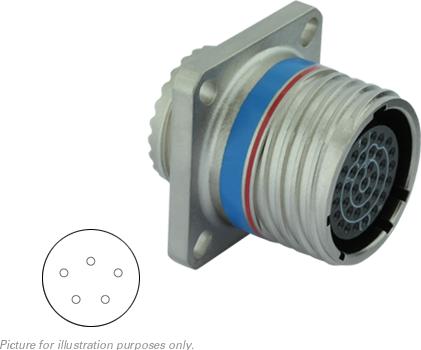 SOURIAU-8D015M05JN Steckverbinder, rund Conn Circular SKT 5 POS Crimp ST Flange Mount 5 Terminal 1 Port