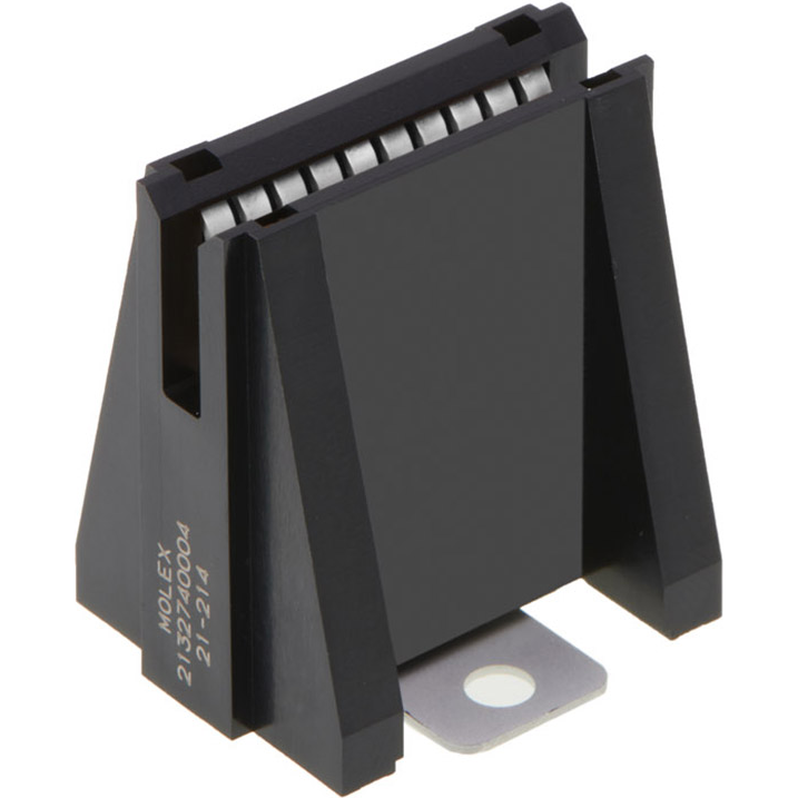 Molex-2132740004 电源连接器 PowerPlane Bus Bar Assembly, Vertical Mount, Single Hole, Open Side Walls, Silver (Ag) Plated