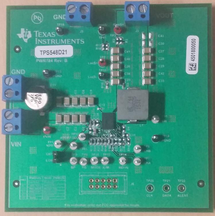 Texas Instruments-TPS548D21EVM-784 Energiemanagement, Entwicklungsplatinen und -kits TPS548D21 DC to DC Converter and Switching Regulator Chip 1V Output Evaluation Board