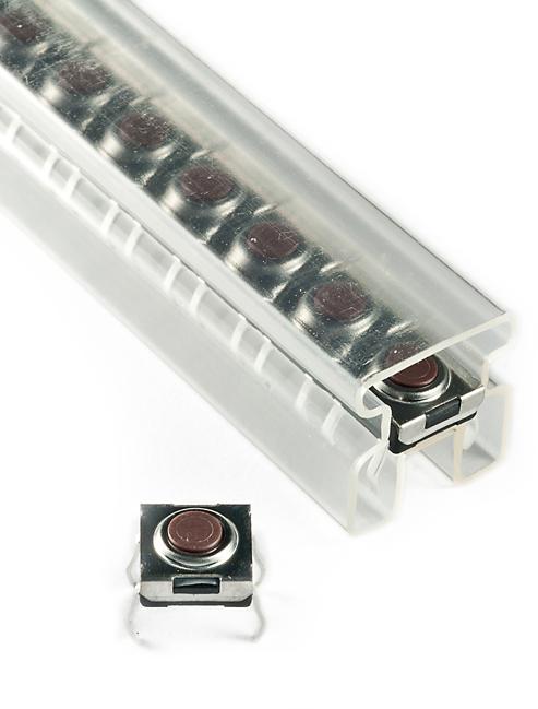 NKK Switches-CB15FP-S Switch Tactile Switch Tactile OFF (ON) SPST Flat Round Button PC Pins 0.05A 24VDC 100000Cycles 1.57N Thru-Hole Stick