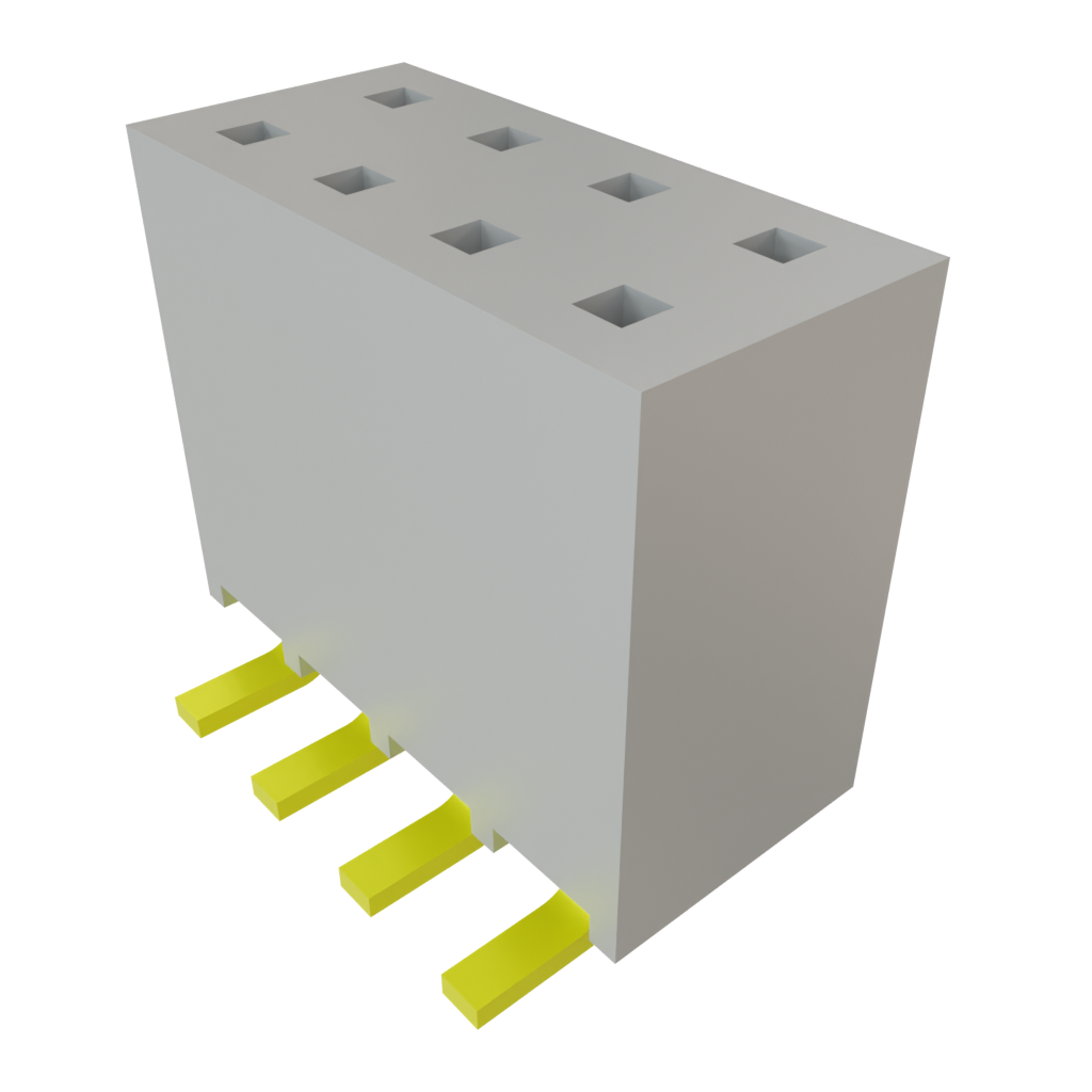 Samtec-SSW-104-22-S-D-VS Cabezales del conector y receptáculos PCB Conn Socket Strip SKT 8 POS 2.54mm Solder ST Top Entry SMD Bulk