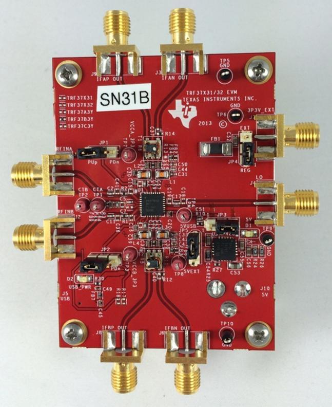Texas Instruments-TRF37B32EVM RF/Drahtlos-Entwicklungsplatinen und Kits TRF37B32 Up-Down Converter and Mixer Evaluation Board
