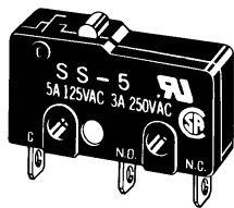 Omron-SS-5-L Schnappschalter Switch Snap Action N.O./N.C. SPDT Pin Plunger 5A 250VAC 1.47N Screw Mount Solder