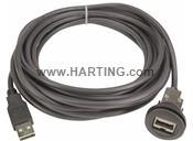 HARTING-09454521961 Cable Assembly USB Har-Port USB 2.0 A-A PFT Black 1,0m