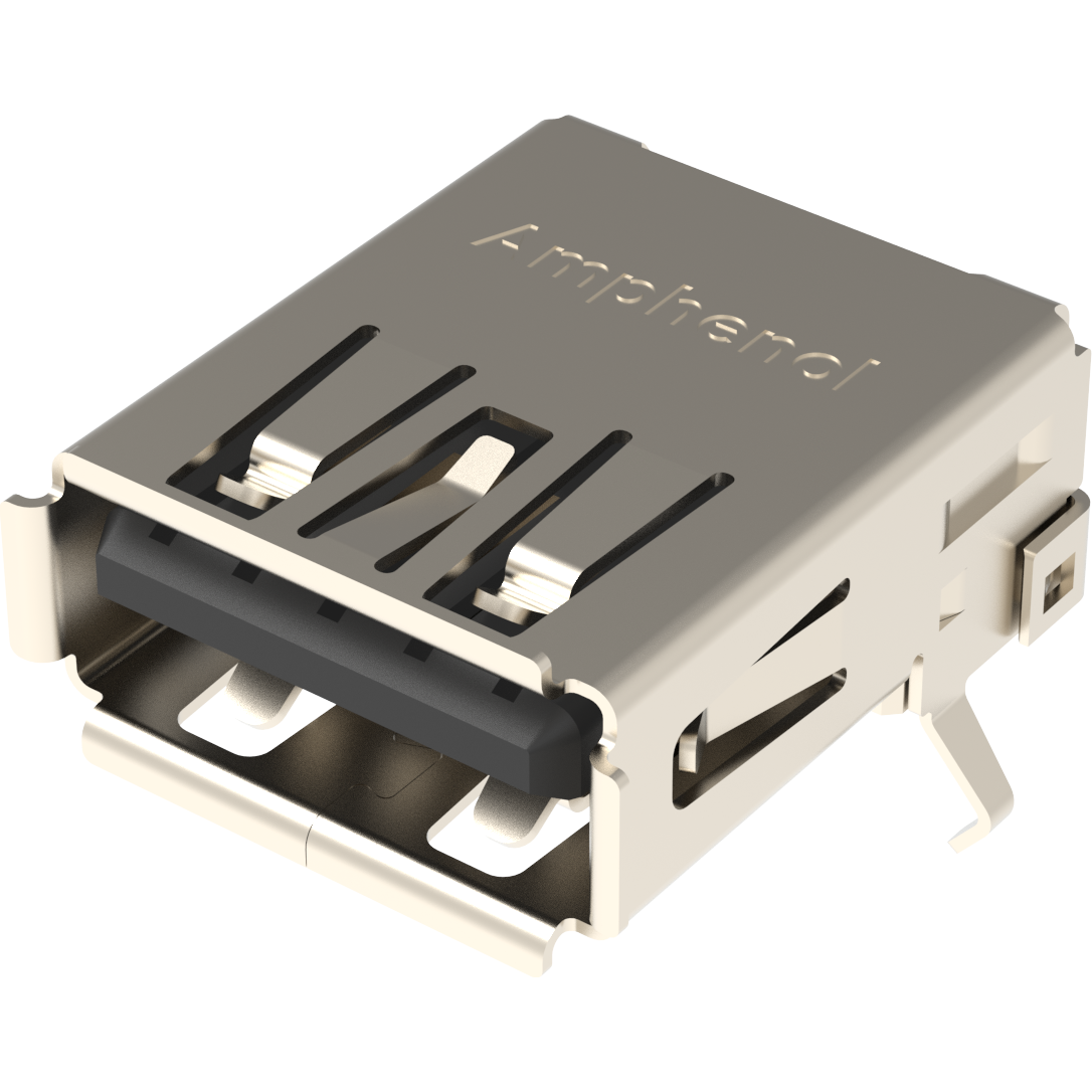 Amphenol Communications Solutions-GSB311133HR Connector USB Conn USB 3.2 Type A RCP 9 POS 2.5mm/2mm Solder RA Thru-Hole 9 Terminal 1 Port Tray