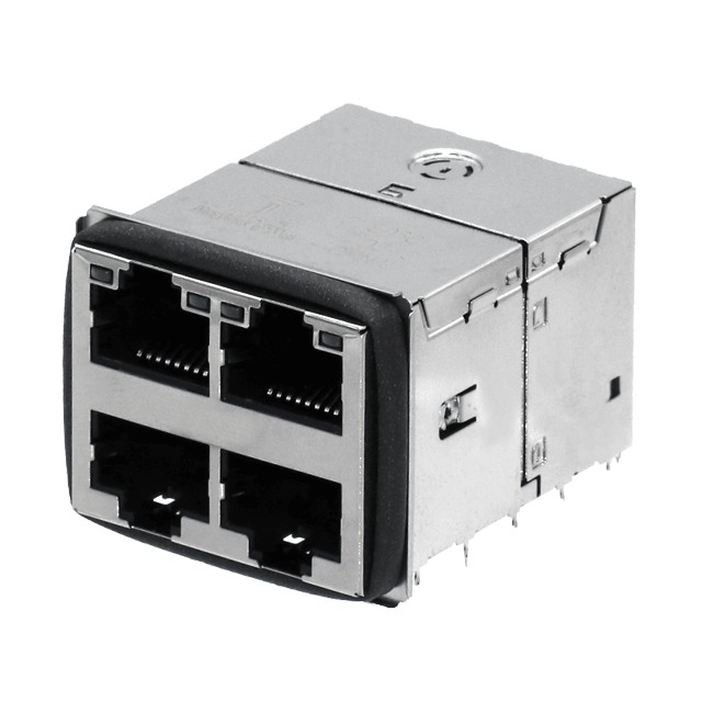 Bel Fuse-2250924-1 电话及电信连接器 Conn RJ-45 (4)F 32 POS 1.27mm Solder RA Thru-Hole 64 Terminal 4 Port