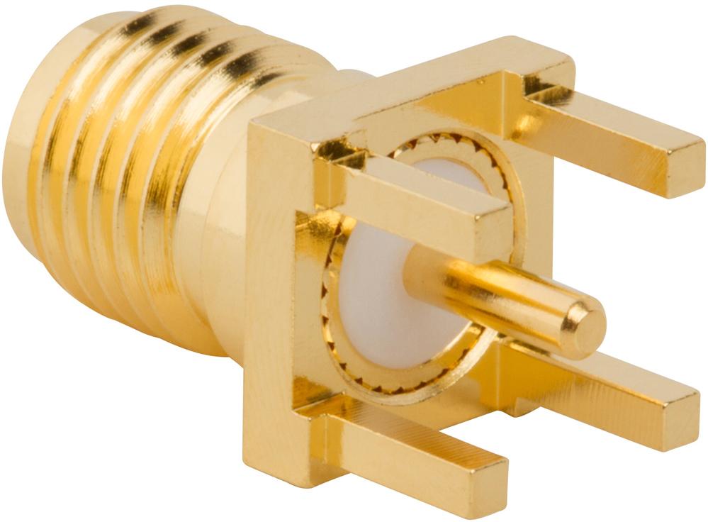 Amphenol RF-132134RP RF-Steckverbinder Conn SMA 50Ohm Solder ST Thru-Hole RCP Gold